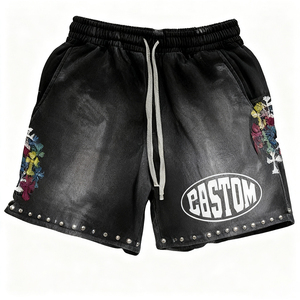 OEM 2026 Men's Custom Screen Printed Tracksuit <b>Set</b>, Full-Zip Hoodie and Shorts Two-Piece, Streetwear Hip-Hop Style Outfit - Product Image 4