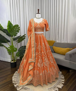 Vestido Lehenga Dupatta de Georgette con Lentejuelas Bordadas de Primera Calidad, Diseño de Moda, para Bodas, Diwali y Fiestas - Product Image 1