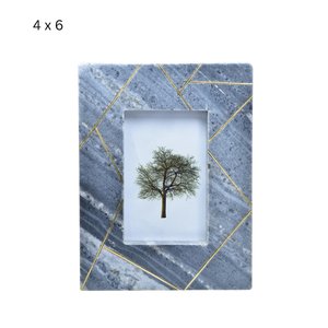 <b>Grey</b> Marble Photo <b>Frame</b> Geometric Gold Inlay Rectangle Tabletop Picture <b>Frame</b> 4 x 6 Home Decor Gift - Product Image 1
