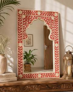 Best Selling Indian Handmade Eco-Friendly Bone Mother Pearl Inlay Wall <b>Mirror</b> High Quality Decorative <b>Frame</b> Modern Style Home - Product Image 1