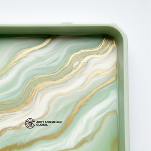 Rectangular Green Marble Resin Serving Tray with Gold Vein Design Decorative Epoxy Tea Coffee <b>Snack</b> Tray for Home & Hotel Use - Product Image 2