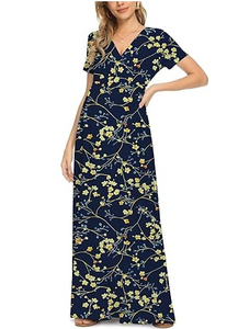 Nuevo Diseño Elegante Vestido de Maternidad de Gasa con Sublimación, Manga Acampanada, Cuello en V, Largo hasta la Rodilla, Estampado Natural, Vestido de Lactancia - Product Image 6
