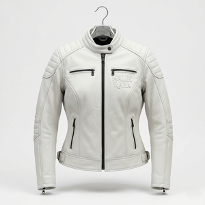 Minimalist Ladies Leather Motorcycle <b>Jacket</b> - Lightweight <b>Racing</b> Protection - Product Image 3