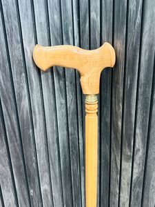 Canne de marche en bois de hêtre avec poignée en hêtre poli, multifonctionnelle, à suspendre au mur - Product Image 5