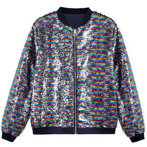 Wholesale 100%Polyester <b>Sequined</b> Men Fashion <b>Jacket</b> Men Long Sleeve Zipper up Patchwork Coat Fashion Shiny <b>Jackets</b> - Product Image 1