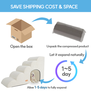 [AllmioPet] Escaleras para Mascotas de Interior, 4 Peldaños, Gris, 3 en 1, Estilo Cueva, Tela Suave Tipo Nube, Escalera para Perros y Gatos para el Hogar - Product Image 5