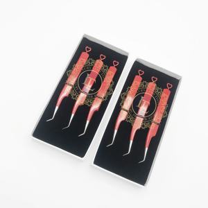 Pince à épiler en acier inoxydable à 45 degrés Revêtement en poudre rouge Fond de coeur à pointe argentée Extension de cils faite à la main lisse et durable - Product Image 3