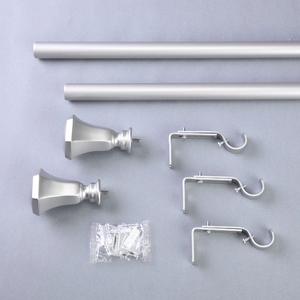 Juego de Barra de Cortina Moderna con Adorno Cuadrado, Barra Telescópica de Metal Resistente, Color Plata Satinado, Resistente al Óxido, Deslizamiento Suave - Product Image 2