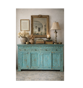 Modern Luxury Design Mango Wood Side Board in White Color With Side Grooving Design Furniture <b>Sideboard</b> 2 Doors - Product Image 6