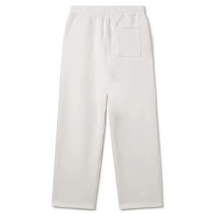 <b>Men's</b> <b>White</b> Cotton Woolen Straight Mid Waist Drawstring Sweatpants with Pockets Right Leg Logo Waterproof Autumn Wear - Product Image 6
