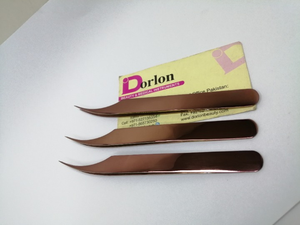 Pinces à épiler courbées en or rose de qualité supérieure pour extensions de cils, en acier inoxydable, pointe de précision, pinces à cils - Product Image 2