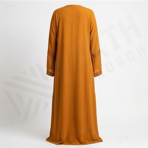 ชุดอาบายะห์แบบเปิดด้านหน้าทรงเอไลน์ ผ้าซาตินประดับเพชร ดีไซน์เรียบง่าย น้ำหนักเบา ตกแต่งด้วยลูกปัด โพลีเอสเตอร์ สำหรับผู้หญิงมุสลิม แฟชั่นล่าสุดสำหรับเทศกาลอีด - Product Image 2