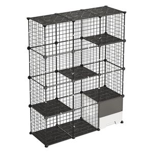 Jaula grande de 4 niveles para gatos, corral de juegos DIY desmontable de alambre metálico, recinto interior con espacio para caja de arena - Product Image 1