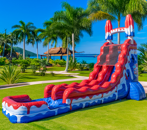 Instalaciones para Parques de Diversiones, Castillo Inflable Rojo de 22 pies con Tobogán Acuático y Piscina para Fiestas - Product Image 2