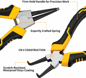 Professional Stainless Steel 4 Piece Snap Ring <b>Pliers</b> <b>Set</b> 7 Inch Circlip Tool Internal External Straight Bent Jaw Kit - Product Image 6