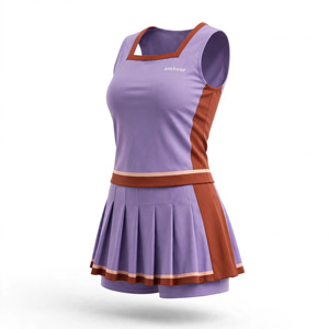 Amkoor Women's Sleeveless Crop Top <b>Pleated</b> <b>Skirt</b> Set Digital Print Purple <b>Orange</b> Breathable Polyester Adult - Product Image 3