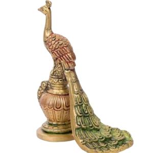 Pièce décorative en laiton antique en forme de paon - 6 pouces de hauteur Décoration d'intérieur dorée Style moderne Décoratif - Product Image 1