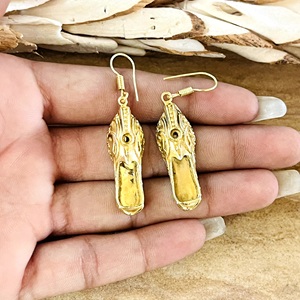 High Demand Boho <b>Slipper</b> Drop Earrings Ethnic Brass Jewelry Womens 18K Gold Plated Shoe Tribal Dangle Earrings Wholesale OEM ODM - Product Image 2