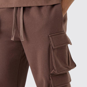 Custom Logo Men's Cargo Sweatpants Multi Pocket Baggy Track Pants Wholesale Plain Heavyweight Fleece Cargo Joggers OEM Loose Fit - Product Image 3