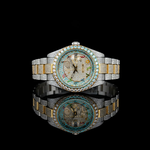 Iced Moissanite Quartz <b>Square</b> Dial Analog Stainless Steel 20mm Band Buckle Clasp Luxury Limited Edition Fashion <b>Watch</b> Unisex - Product Image 1