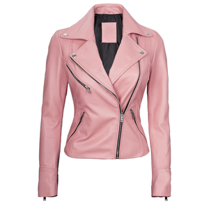 Women's PU Leather Moto Jacket <b>Stand</b> Collar Zipper Closure Full Sleeve Solid Color Regular Fit Autumn Style Windproof - Product Image 6