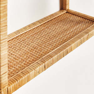 Étagère murale en rotin naturel durable, 3 niveaux, arquée, présentoir fait main, organisateur de rangement pour la décoration intérieure du salon - Product Image 4