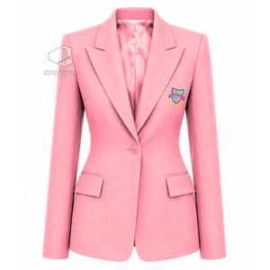 Gamma Phi Delta Women's Single Breasted Blazer Embroidered Notch Lapel Tailored Office Business <b>Suit</b> Jacket Formal Workwear - Product Image 1