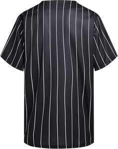 Camiseta de Béisbol B-SYCHMBIE Unisex a Rayas Blancas y Negras, Manga Corta, Cierre con Cordón, Corte Regular, Transpirable, con Nombre del Equipo Impreso - Product Image 4