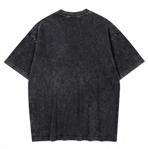 T-shirt court personnalisé en coton vierge surdimensionné à manches courtes pour hommes et femmes, style streetwear vintage délavé, col rond, décontracté, OEM - Product Image 5