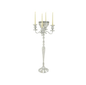Luxury Silver 5-Arm Metal <b>Candelabra</b> With Hanging Crystal Drops Elegant Tall Wedding Centerpiece Modern Victorian Style Home - Product Image 6