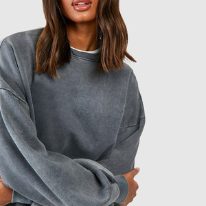 Sweat-shirts à capuche tendance vintage pour femmes, coupe oversize, effet délavé, tissu extensible 100% coton respirant, service OEM - Product Image 5