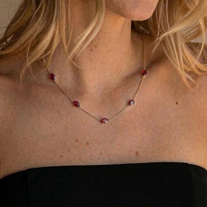 Collier en or avec rubis, collier avec pendentif rubis en forme de poire, chaîne délicate avec pierre précieuse rouge, bijoux pierre de naissance de juillet pour femme - Product Image 6