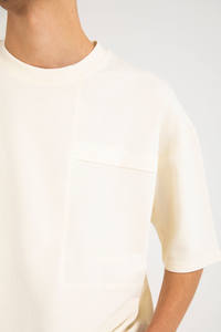 T-shirt décontracté pour homme 100 % coton, coupe ample avec poche, respirant, écologique, vente en gros, coupe décontractée, couleur crème, manches courtes - Product Image 3