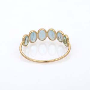 Bague de mariage demi-éternité en or 18 carats avec aquamarine, micro-incrustation et sertissage pavé - Product Image 4