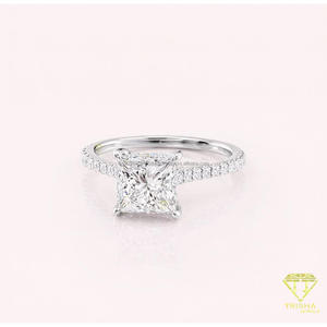 Elegant 925 Sterling Silver Moissanite Diamond Square Center Ring With Full Side Stone Band For Jewelry Retailers - Product Image 5