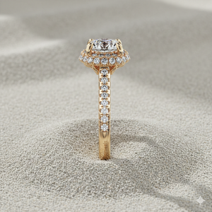 แหวนหมั้นเพชร Pav รัศมีวงแหวนทองพร้อมใบรับรองและชุดง่าม - Product Image 3