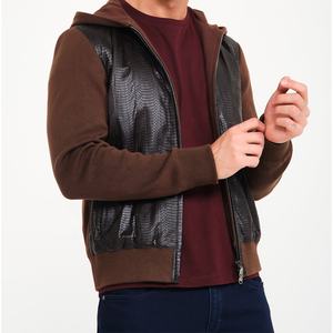 Python chaqueta de cuero marrón en relieve nueva Sudadera con capucha estilo chaqueta con capucha de lana para los hombres - Product Image 4