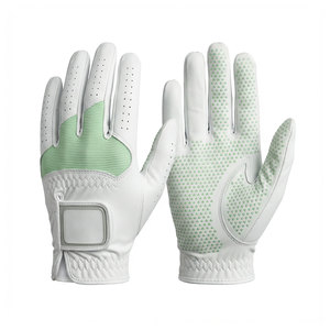 Gants de golf en cuir véritable jaune et noir, unisexes, antidérapants, respirants, avec sangle de poignet réglable et fermeture auto-agrippante - Product Image 3