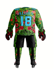 Uniforme de hockey sur glace unisexe en polyester respirant personnalisé par sublimation, vente en gros, uniformes de hockey sur glace vert et noir, maillot de hockey sur glace - Product Image 2