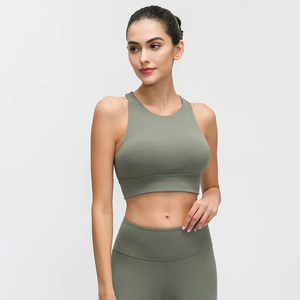 Sujetador deportivo de yoga 2026 personalizado para mujer, ligero, acanalado, de alto soporte, ecológico, transpirable, con tirantes cruzados y corte corto. - Product Image 3