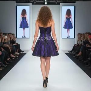 Découvrez notre robe corset gothique sexy à bretelles en acier, mini-robe en satin violet avec superposition en maille noire, vêtements de mode - Product Image 5