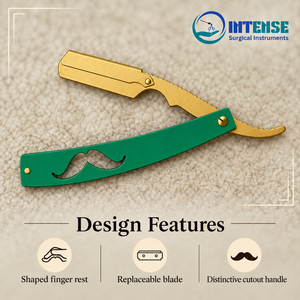 Men Professional Shaving Razor Stainless Steel Barber <b>Straight</b> Razor with Replaceable Blade - Product Image 4