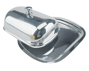 Boîte à beurre élégante de forme ronde en acier inoxydable avec couvercle et couteau, excellent produit pour la table à manger. - Product Image 2