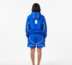 ชุดเซ็ตเสื้อแจ็คเก็ตกันลมกันน้ำผ้าไนลอนสไตล์สตรีทแวร์สำหรับผู้ชายฤดูร้อน กางเกงขาสั้น เสื้อโปโลแขนยาวแบบซิปกลับด้านได้ รับผลิตตามแบบ OEM - Product Image 4