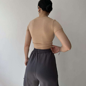 Tops cortos sexys de moda para mujer, camisetas sin mangas con hombros caídos. - Product Image 3