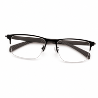 Lunettes de vue sur ordonnance anti-lumière bleue UV420, monture carrée semi-cerclée en titane léger, titane pur, sur mesure, haute qualité