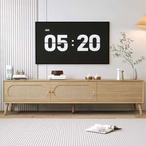 Mobile TV Moderno Stile Fattoria Boho per TV fino a 80'' - Centro Intrattenimento in Legno Massello con Gambe in Legno Massello - Mobile TV per Soggiorno - Product Image 1