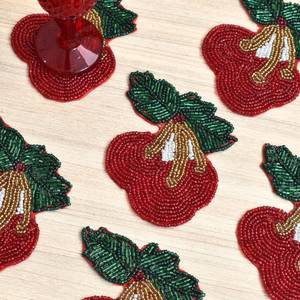 Juego de Posavasos de Diseño de Cereza de Alta Calidad, 6 Piezas, Posavasos de Vidrio con Cuentas para Bebidas, Posavasos para Decoración de Mesa de Café, Precio al por Mayor - Product Image 5