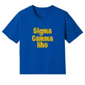 T-shirt personnalisé Sigma Gamma Rho avec sequins brodés, col rond élégant à manches courtes pour femme, motif lettres grecques de sororité - Product Image 1