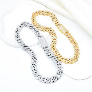 Men's Hip Hop Chain Bracelets Rhodium Plated 18k <b>Solid</b> <b>Gold</b> Micro Insert Link Design Wedding Gift Jewelry Unisex - Product Image 1